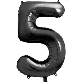 Party Deco Folieballon Cijfer 5 (86 cm) - Zwart