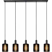 Lucide Glazen hanglamp Lambres, dimbaar, zwart, Woon-/ Eetkamer, Glas, hanglamp