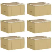 vidaXL Opbergdoos met transparant bovenraam 6 pcs Crèmekleurig