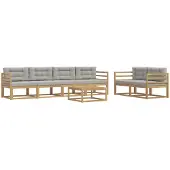 vidaXL Buiten bank set 6 st Wit en Lichtgrijs