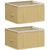 vidaXL Opbergdoos met transparant bovenraam Crèmekleurig Nonwoven stof