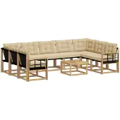 vidaXL Buiten bank set 10 st Wit en Beige