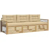 vidaXL Buiten bank set 3 st Wit en Beige Polyester
