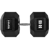 HMS Hex Pro - Zwarte rubberen hexagonale halter 50 kg