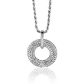 Zinzi 20mm zilveren hanger open ronde vorm, bezet met witte zirconia's ZIH2446 (zonder collier)