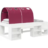 vidaXL Jeugdbed Frame Hoog met Opbergruimte 3 st Wit en Rood
