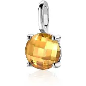 Zinzi zilveren hanger rond geel ZIH2072G (zonder collier)
