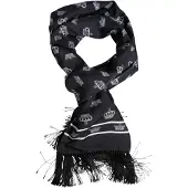 Dolce&Gabbana Zwarte Zijde Kroon Franje Mannen Foulard Sjaal