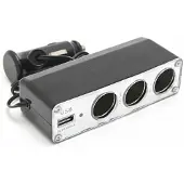 King Serie - Auto Sigarettenaanstekerverdeler - 12V - 3 Stopcontacten + USB
