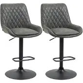 HOMCOM barkruk - kunstleer - 51L x 59B x 97-117H cm - donkergrijs
