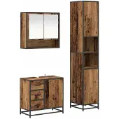 vidaXL Badkamermeubel Set 3 st Oud Hout 35 x 37,5 x 188,5 cm