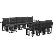 vidaXL Buiten bank set 9 st Zwart en Donker Grijs Polyester