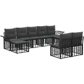 vidaXL Buiten bank set 9 st Zwart en Donker Grijs Polyester