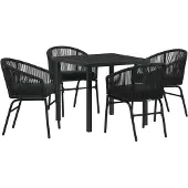 vidaXL Tuin Eettafel Set 5 st Zwart Gepoedercoat staal
