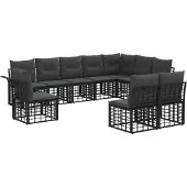vidaXL Buiten bank set 10 st Zwart en Donker Grijs Polyester