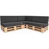 Odol-Plusz Palletkussen set 2-delig - zit- en rugkussen 120x80 cm, linnen grafiet