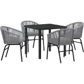 vidaXL Tuin Eettafel Set 5 st Antraciet Gepoedercoat staal