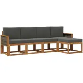 vidaXL Buiten bank set 5 st Natuurlijk en Antraciet Polyester