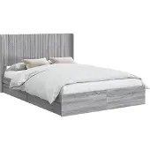vidaXL Bedframe met opbergruimte en hoofdbord Grijs Sonoma