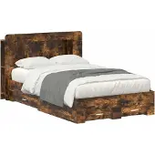 vidaXL Bedombouw met opslag Gerookt eiken 120 x 190 cm Bewerkt hout