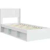vidaXL Bedframe met opbergruimte en hoofdbord Wit 90 x 200 cm