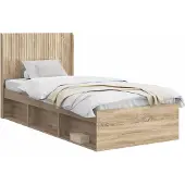 vidaXL Bedframe met opbergruimte en hoofdbord Sonoma Eiken