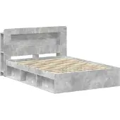 vidaXL Bedframe met opslag Betongrijs 140 x 200 cm Bewerkt hout