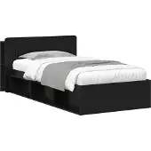 vidaXL Bedombouw met opslag Zwart 90 x 190 cm Bewerkt hout