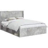 vidaXL Bedframe met opbergruimte en hoofdbord Betongrijs 120 x 190 cm