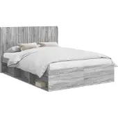 vidaXL Bedframe met opbergruimte en hoofdbord Grijs Sonoma