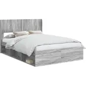 vidaXL Bedframe met opbergruimte en hoofdbord Grijs Sonoma