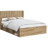 vidaXL Bedframe met opbergruimte en hoofdbord Artisanaal eiken