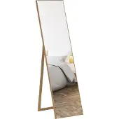 HOMCOM HOMdotCOM passpiegel met standaard, vrijstaand, 40 cm x 35 cm x 147 cm, naturel
