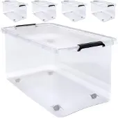 Deuba 4 Stuk Opbergbox met Deksel Transparant 60x40x35cm 52L