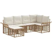 vidaXL Buiten bank set 6 st Natuurlijk en Crème Wit Polyester