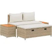 vidaXL Buiten bank set 4 -Seater 4 st 55 x 30 x 39 cm Rechthoekig