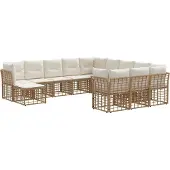 vidaXL Buiten bank set 12 st Natuurlijk en Crème Wit Polyester