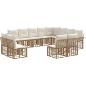 vidaXL Buiten bank set 12 st Natuurlijk en Crème Wit Polyester