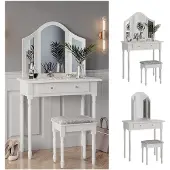 Vicco Kate Kaptafel set met kruk – 80 cm met kruk Wit