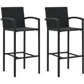 vidaXL Barkrukken 2 st poly rattan zwart