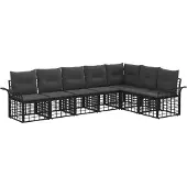 vidaXL Buiten bank set 7 pcs Zwart en Donker Grijs Polyester