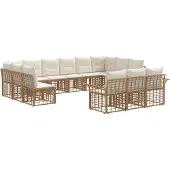 vidaXL Buiten bank set 13 st Natuurlijk en Crème Wit Polyester