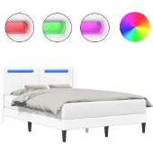 vidaXL Bedframe met LED-stripverlichting Wit 140 x 200 cm Kunstleer