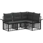 vidaXL Buiten bank set 4 st Zwart en Donker Grijs Polyester