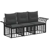 vidaXL Buiten bank set 3 st Zwart en Donker Grijs Polyester