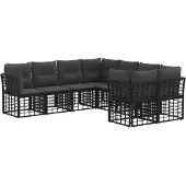 vidaXL Buiten bank set 8 st Zwart en Donker Grijs Polyester