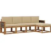 vidaXL Buiten bank set 5 st Natuurlijk en Beige Polyester