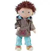 Haba Lian 30 cm Zachte Jongenspop met Bruin Haar, Blauwe Ogen en Geborduurd Gezicht
