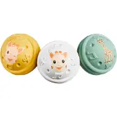 Sophie La Girafe Sophie de giraf Muzikale Speelballen - 5-Senses Collectie - Speelgoedbal - Babyspeelgoed - 100% Natuurlijk rubber - OK-Biobased - Vanaf 3 maanden - Geel/Wit/Groen - 3 Stuks