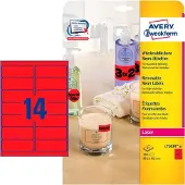 Avery Zweckform L7263R-25 NEON etiketten A4 99,1 x 38,1 mm rood (350 etiketten)